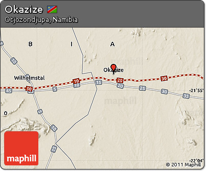 Shaded Relief Map of Okazize