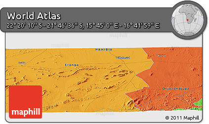 Political Panoramic Map of the Area around 22° 3' 23" S, 16° 13' 30" E