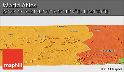 Political Panoramic Map of the Area around 22° 3' 23" S, 16° 13' 30" E
