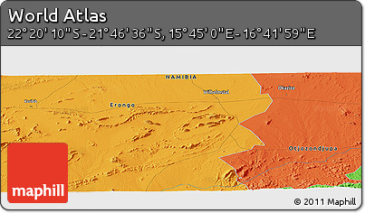 Political Panoramic Map of the Area around 22° 3' 23" S, 16° 13' 30" E