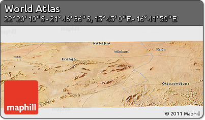 Satellite Panoramic Map of the Area around 22° 3' 23" S, 16° 13' 30" E