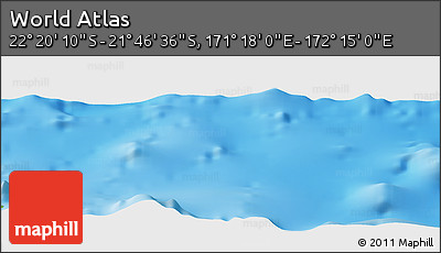 Physical Panoramic Map of the Area around 22° 3' 23" S, 171° 46' 30" E