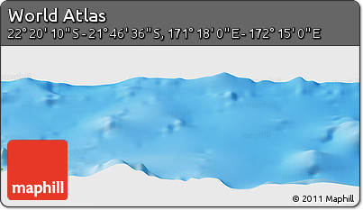 Physical Panoramic Map of the Area around 22° 3' 23" S, 171° 46' 30" E