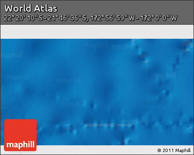 Physical 3D Map of the Area around 22° 3' 23" S, 172° 28' 29" W