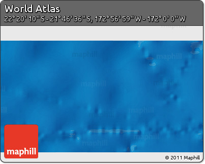 Physical 3D Map of the Area around 22° 3' 23" S, 172° 28' 29" W