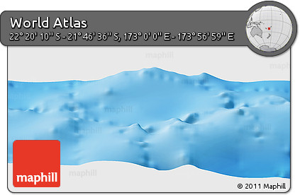 Physical Panoramic Map of the Area around 22° 3' 23" S, 173° 28' 29" E