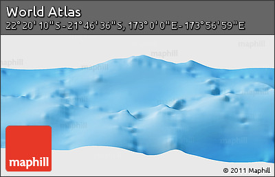 Physical Panoramic Map of the Area around 22° 3' 23" S, 173° 28' 29" E