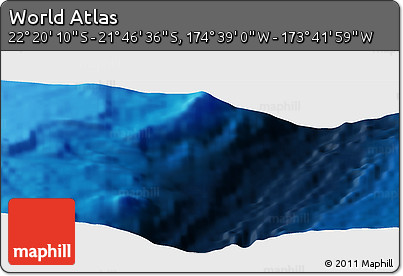 Physical Panoramic Map of the Area around 22° 3' 23" S, 174° 10' 30" W