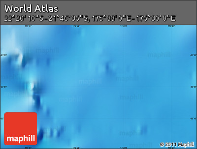 Physical Map of the Area around 22° 3' 23" S, 176° 1' 30" E