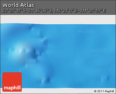 Physical 3D Map of the Area around 22° 3' 23" S, 176° 52' 30" E