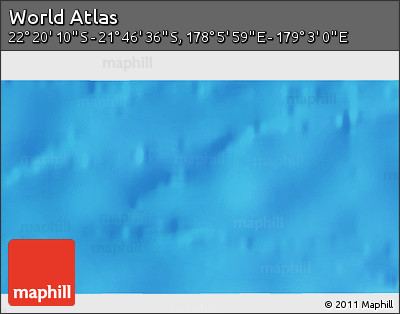 Physical 3D Map of the Area around 22° 3' 23" S, 178° 34' 29" E