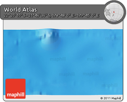 Physical 3D Map of the Area around 22° 3' 23" S, 179° 16' 30" E