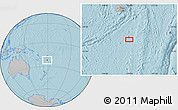 Gray Location Map of the area around 22° 3' 23" S, 179° 16' 30" E, hill shading
