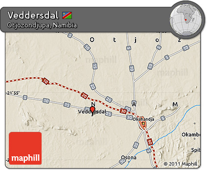 Shaded Relief Map of Veddersdal