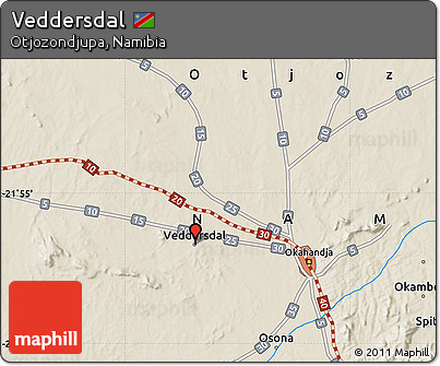 Shaded Relief Map of Veddersdal