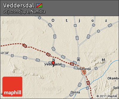 Shaded Relief Map of Veddersdal