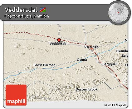Shaded Relief Panoramic Map of Veddersdal