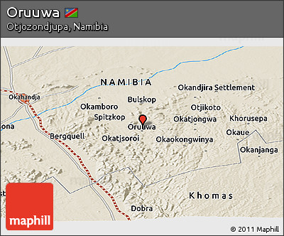 Shaded Relief Panoramic Map of Oruuwa