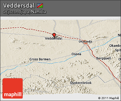 Shaded Relief Panoramic Map of Veddersdal
