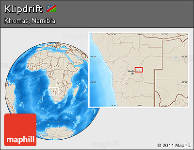 Shaded Relief Location Map of Klipdrift