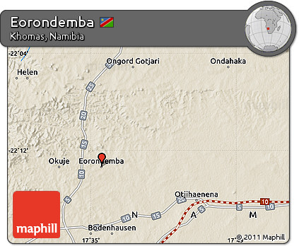 Shaded Relief Map of Eorondemba
