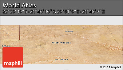 Satellite Panoramic Map of the Area around 22° 3' 23" S, 21° 19' 30" E