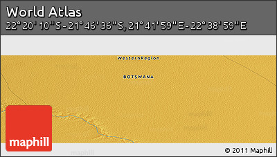Physical Panoramic Map of the Area around 22° 3' 23" S, 22° 10' 29" E