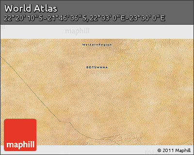 Satellite 3D Map of the Area around 22° 3' 23" S, 23° 1' 29" E