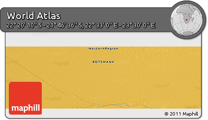 Physical Panoramic Map of the Area around 22° 3' 23" S, 23° 1' 29" E