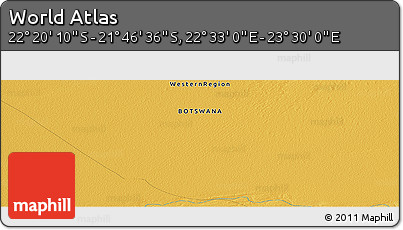 Physical Panoramic Map of the Area around 22° 3' 23" S, 23° 1' 29" E