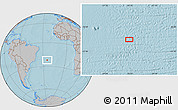 Gray Location Map of the area around 22° 3' 23" S, 24° 34' 30" W, hill shading