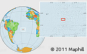 Political Location Map of the area around 22° 3' 23" S, 24° 34' 30" W