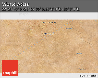 Satellite 3D Map of the Area around 22° 3' 23" S, 25° 34' 30" E