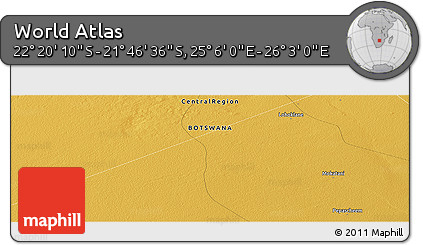 Physical Panoramic Map of the Area around 22° 3' 23" S, 25° 34' 30" E