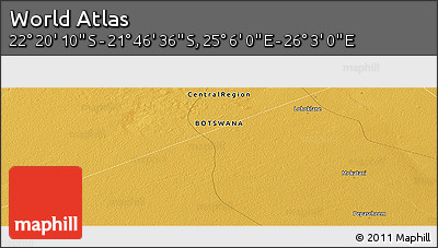 Physical Panoramic Map of the Area around 22° 3' 23" S, 25° 34' 30" E
