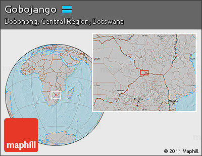 Gray Location Map of Gobojango, hill shading