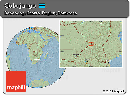 Savanna Style Location Map of Gobojango, hill shading