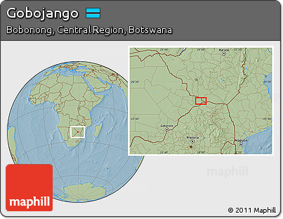 Savanna Style Location Map of Gobojango, hill shading