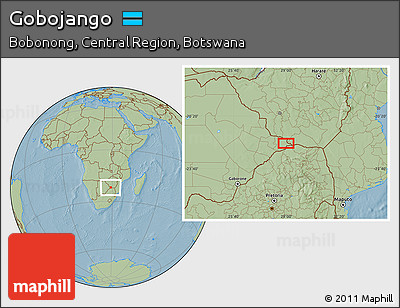 Savanna Style Location Map of Gobojango, hill shading