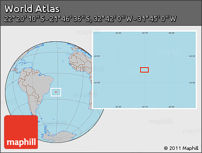Gray Location Map of the Area around 22° 3' 23" S, 32° 13' 30" W