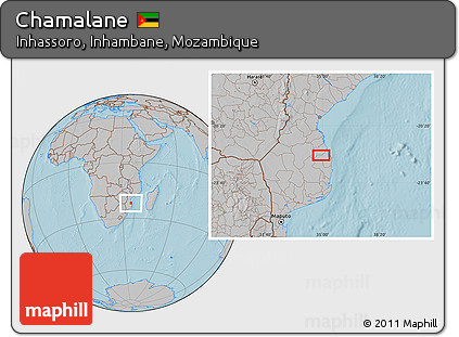 Gray Location Map of Chamalane, hill shading