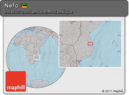 Gray Location Map of Nefo, hill shading
