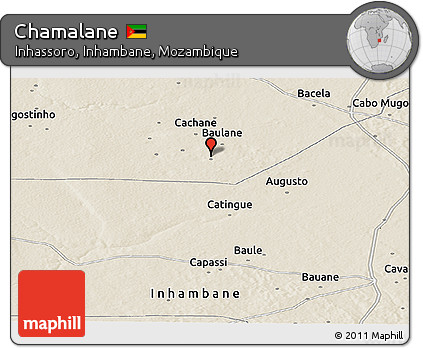Shaded Relief Panoramic Map of Chamalane