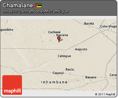Shaded Relief Panoramic Map of Chamalane