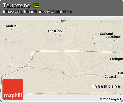 Shaded Relief Panoramic Map of Tauozene