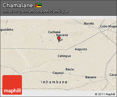 Shaded Relief Panoramic Map of Chamalane