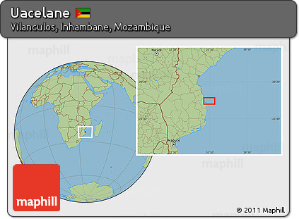 Savanna Style Location Map of Uacelane