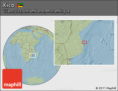 Savanna Style Location Map of Xico, hill shading