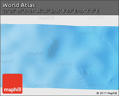 Physical 3D Map of the Area around 22° 3' 23" S, 36° 37' 30" E