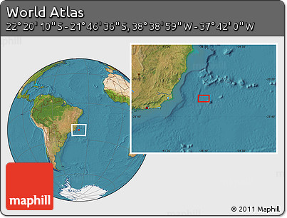 Satellite Location Map of the Area around 22° 3' 23" S, 38° 10' 29" W